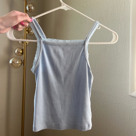 American Eagle blue lace ribbed tank crop top - Picture 2 of 3